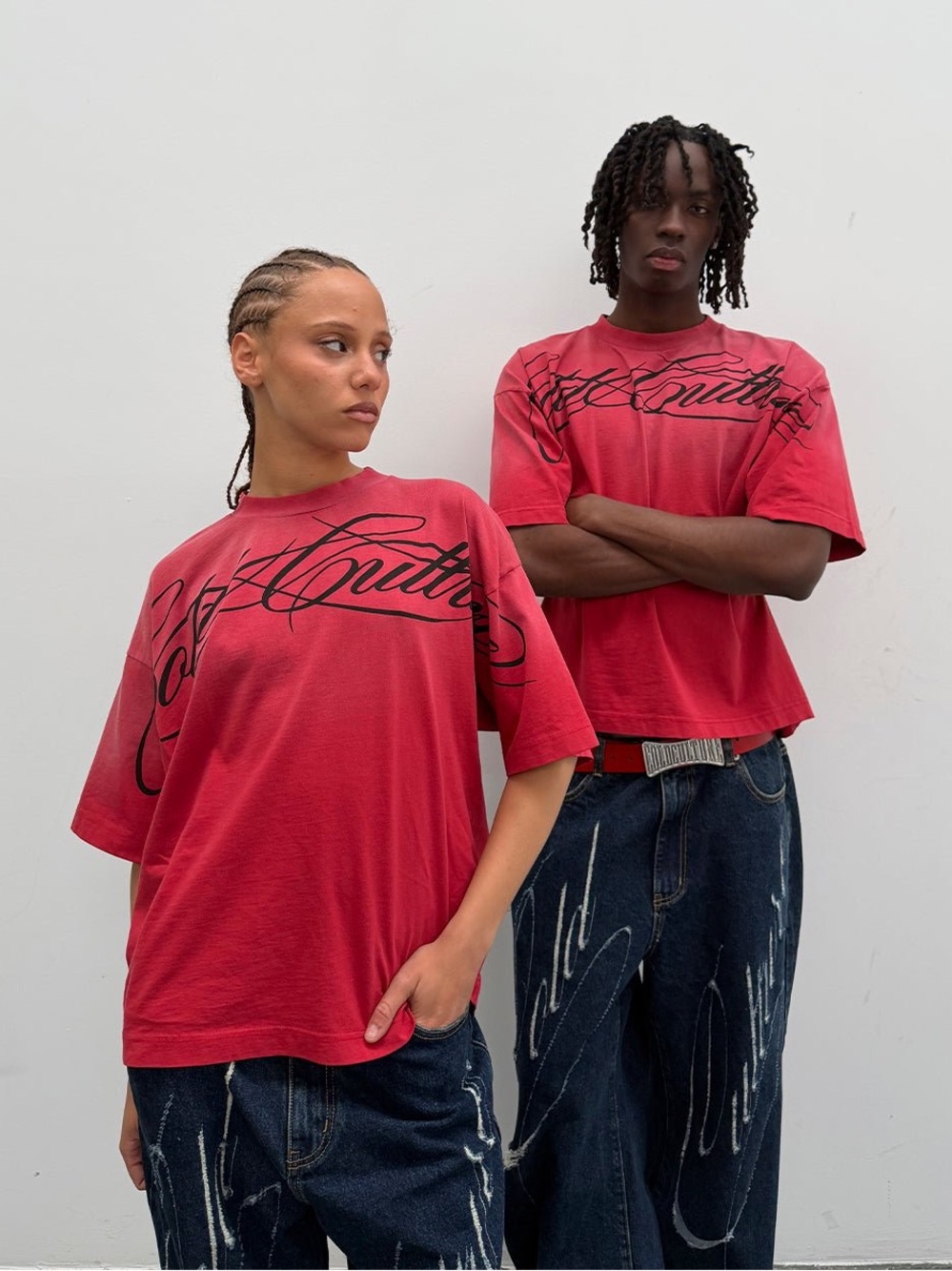 Cold Culture CROSSED SCRIPT TEE RED Shirt Size XS Unisex
